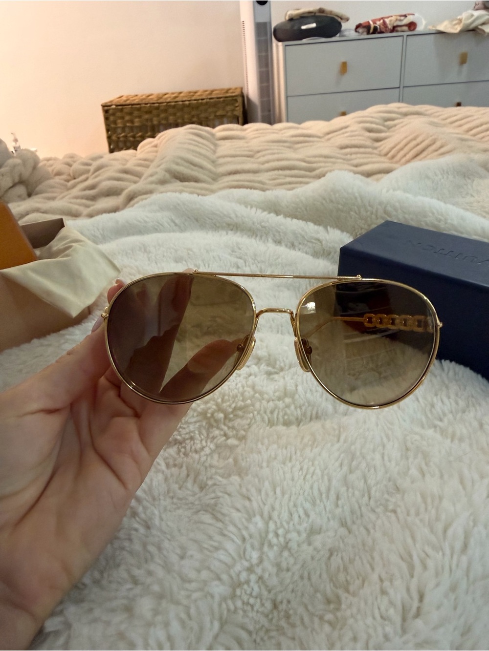 Louis Vuitton Women’s Gold Aviator Sunglasses -